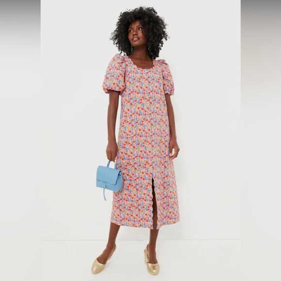 Tuckernuck Dresses & Skirts - TUCKERNUCK Hyacinth House red poppy floral scalloped Serena midi dress SMALL